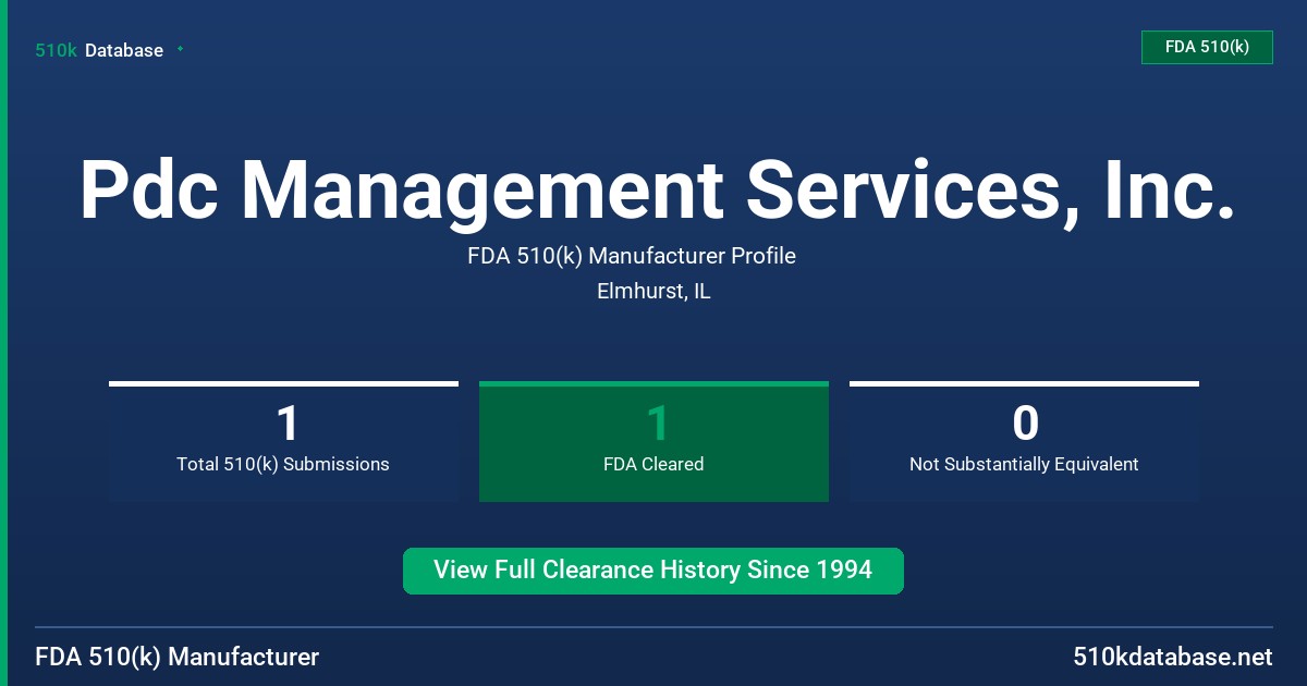 Pdc Management Services, Inc. FDA 510(k) Manufacturer Profile