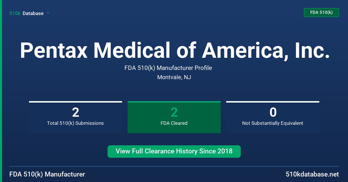 Pentax Medical of America, Inc. FDA 510(k) Manufacturer Profile