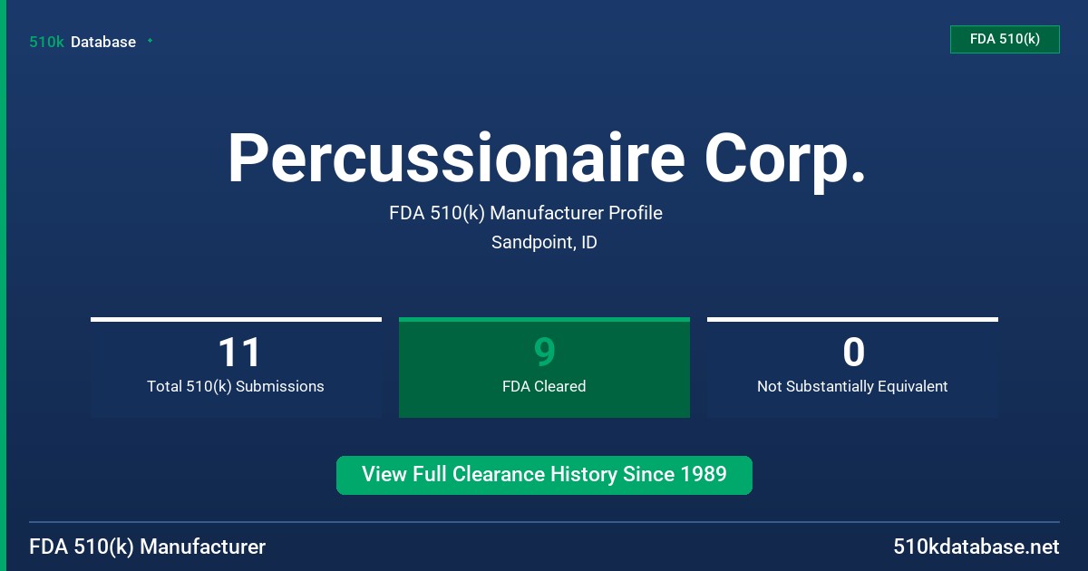 Percussionaire Corp. FDA 510(k) Manufacturer Profile