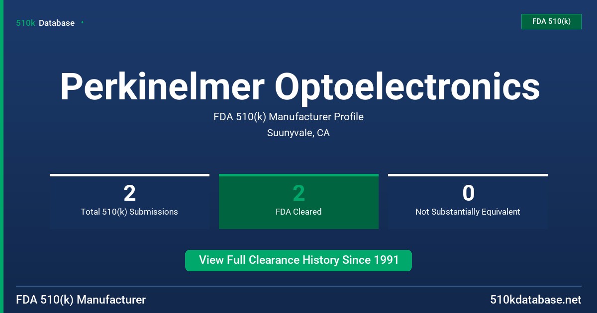 Perkinelmer Optoelectronics FDA 510(k) Manufacturer Profile