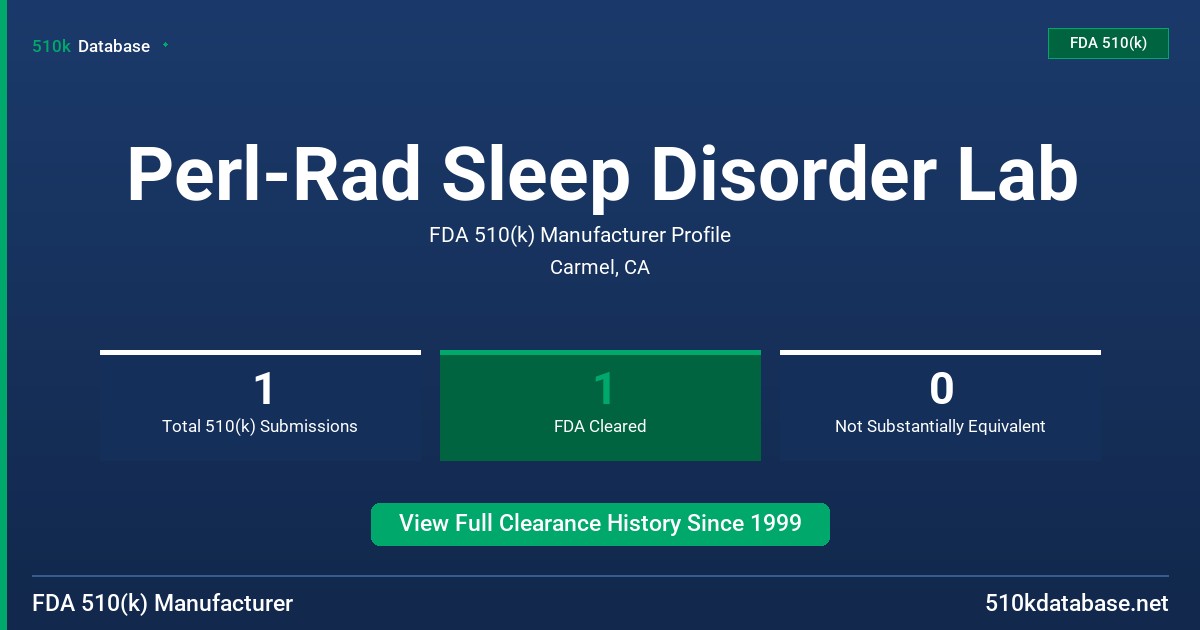 Perl-Rad Sleep Disorder Lab FDA 510(k) Manufacturer Profile