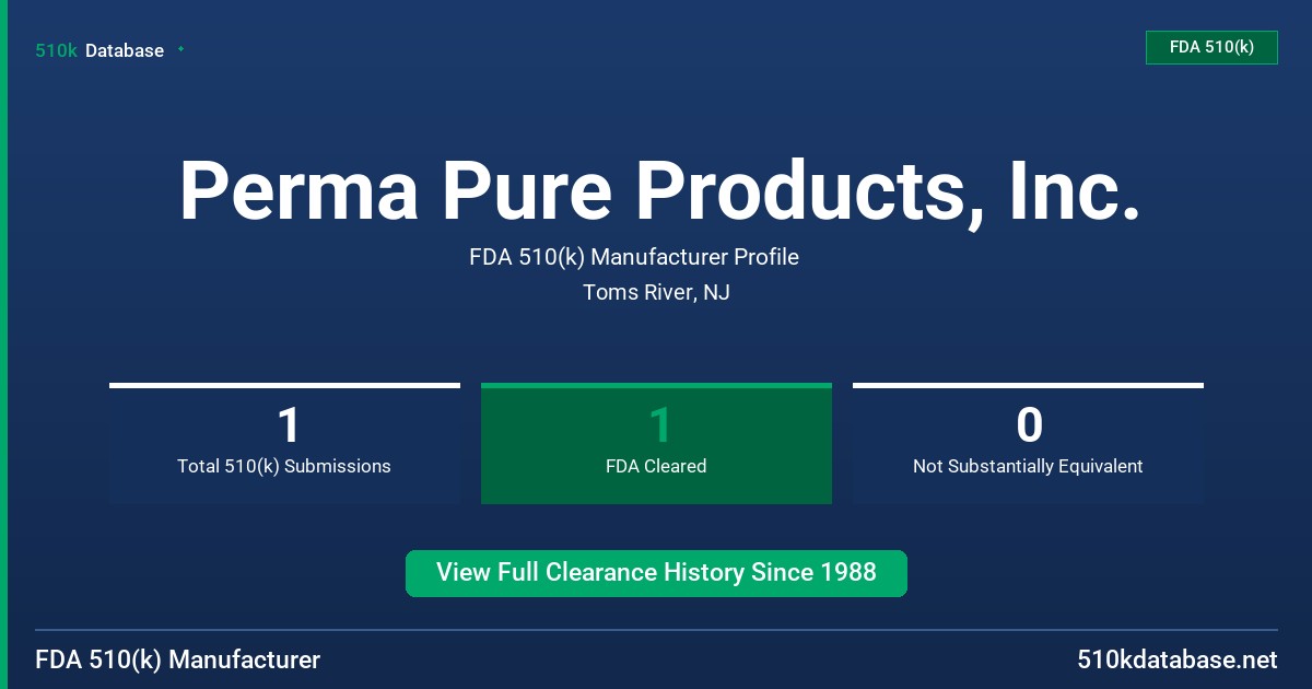 Perma Pure Products, Inc. FDA 510(k) Manufacturer Profile