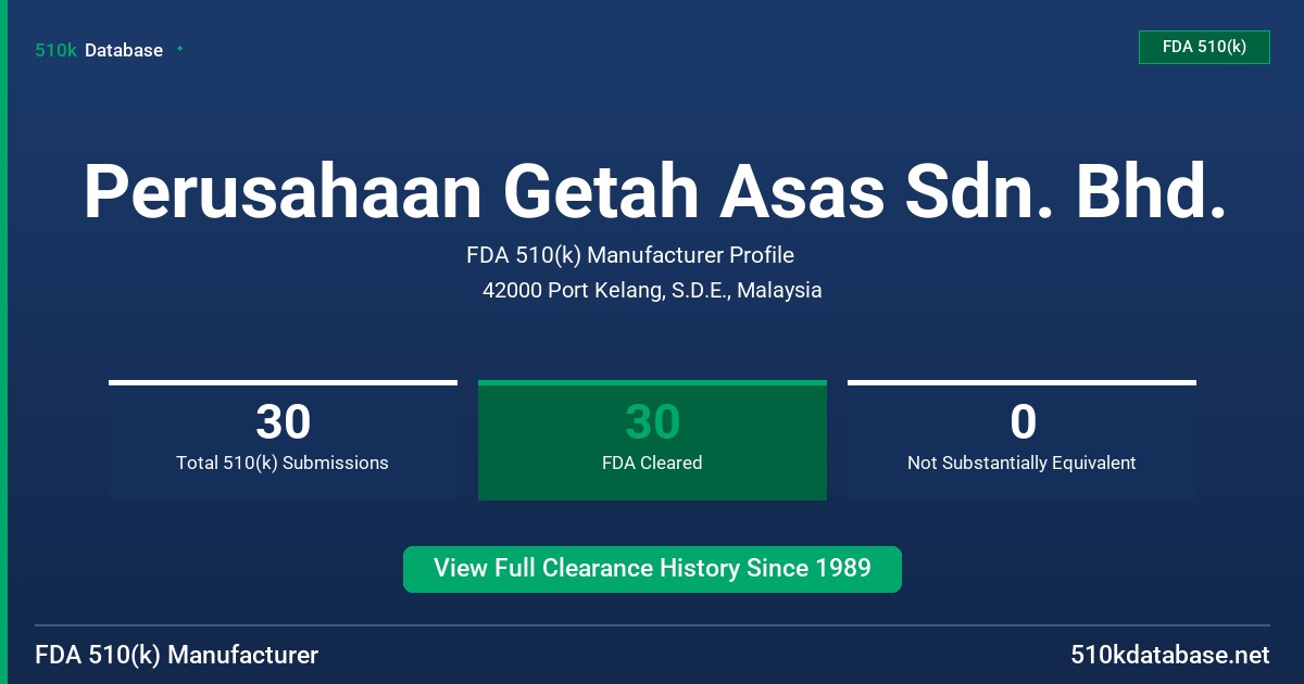Perusahaan Getah Asas Sdn. Bhd. FDA 510(k) Manufacturer Profile