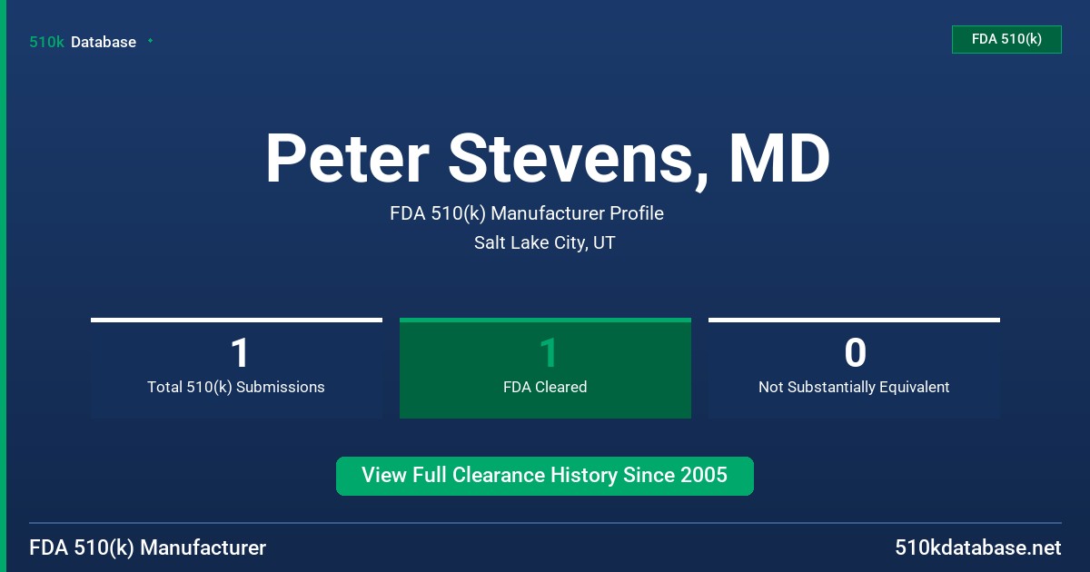 Peter Stevens, MD FDA 510(k) Manufacturer Profile