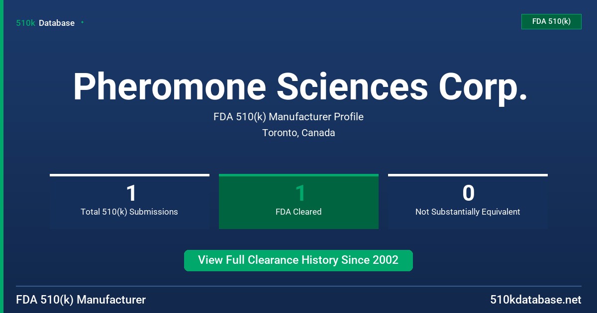 Pheromone Sciences Corp. FDA 510(k) Manufacturer Profile
