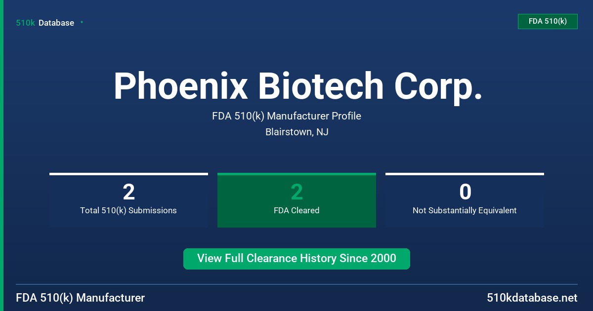 Phoenix Biotech Corp. FDA 510(k) Manufacturer Profile