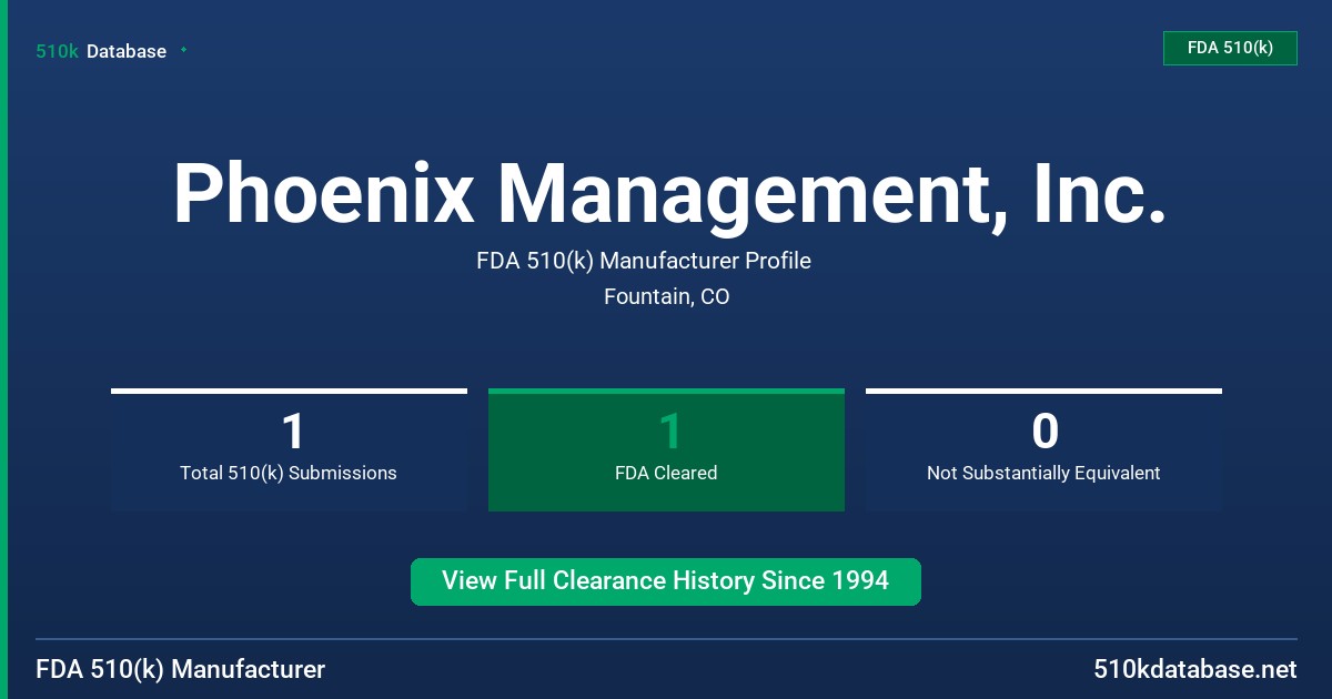 Phoenix Management, Inc. FDA 510(k) Manufacturer Profile