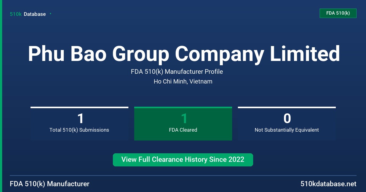 Phu Bao Group Company Limited FDA 510(k) Manufacturer Profile