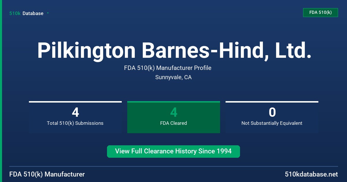 Pilkington Barnes-Hind, Ltd. FDA 510(k) Manufacturer Profile