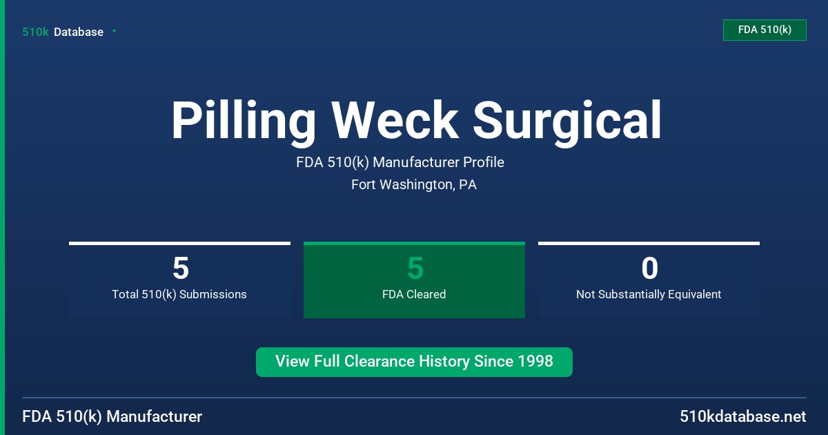 Pilling Weck Surgical FDA 510(k) Manufacturer Profile