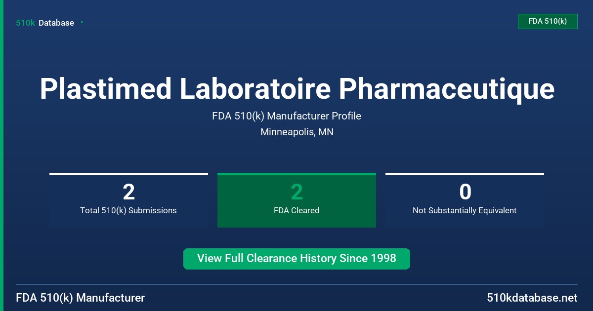 Plastimed Laboratoire Pharmaceutique FDA 510(k) Manufacturer Profile