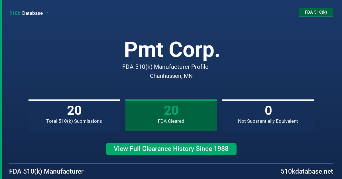 Pmt Corp. FDA 510(k) Manufacturer Profile