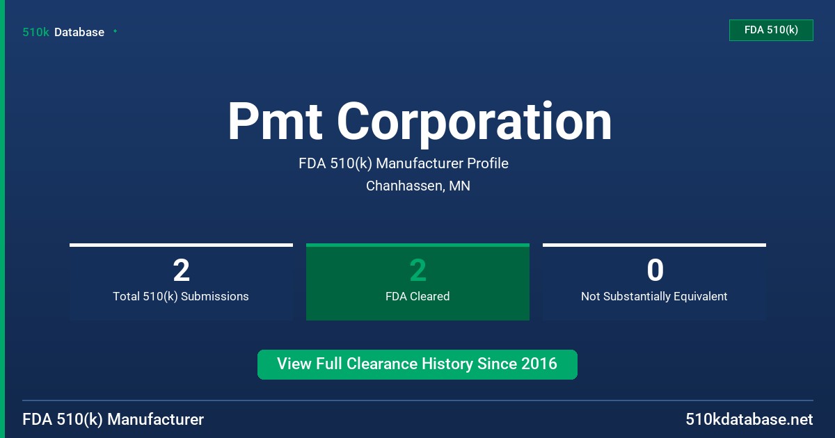 Pmt Corporation FDA 510(k) Manufacturer Profile