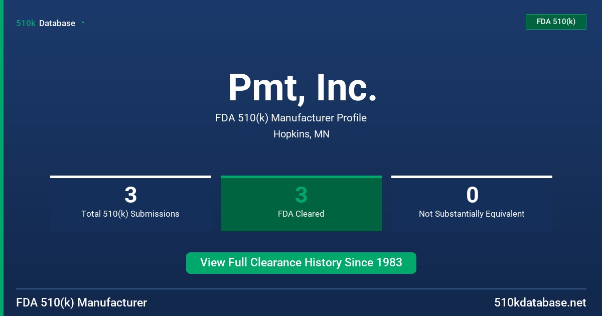 Pmt, Inc. FDA 510(k) Manufacturer Profile