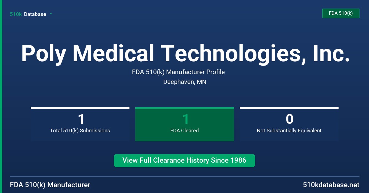 Poly Medical Technologies, Inc. FDA 510(k) Manufacturer Profile