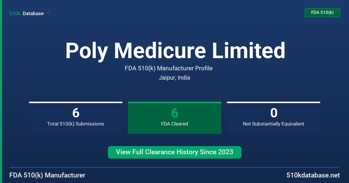 Poly Medicure Limited FDA 510(k) Manufacturer Profile