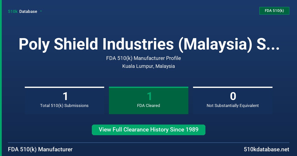 Poly Shield Industries (Malaysia) Sdn. Bhd. FDA 510(k) Manufacturer Profile