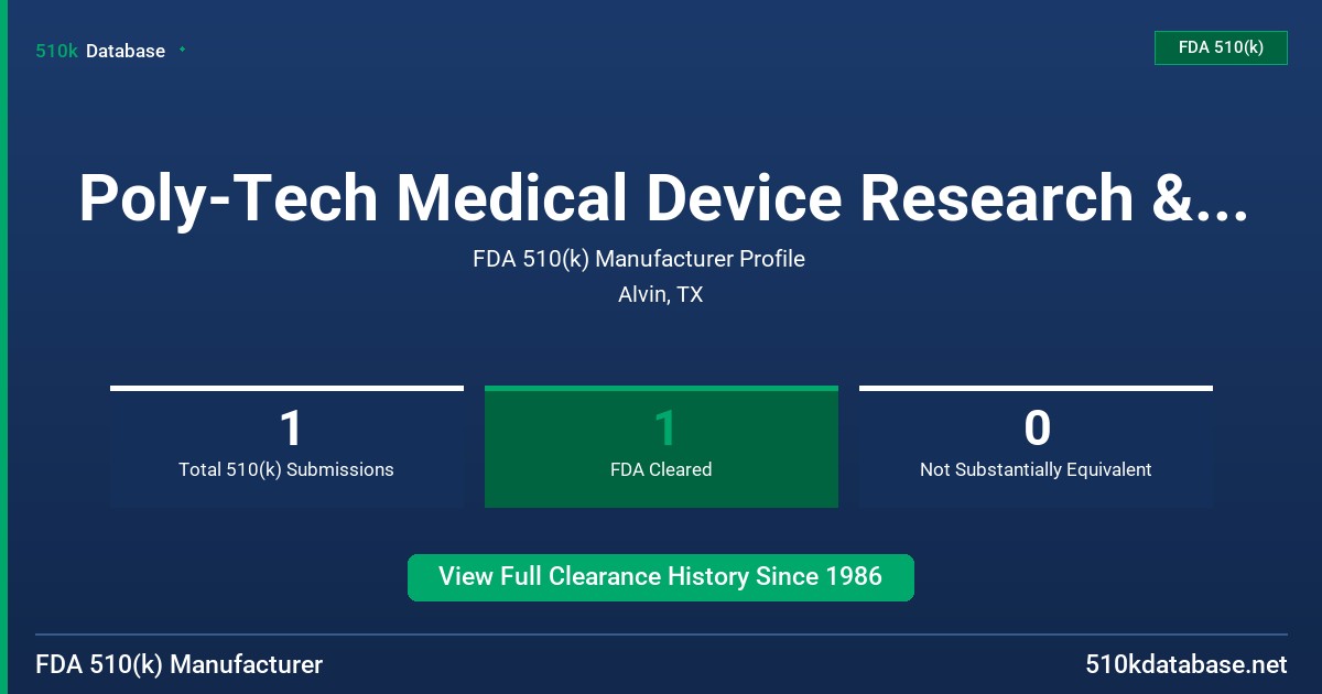 Poly-Tech Medical Device Research & Development FDA 510(k) Manufacturer Profile