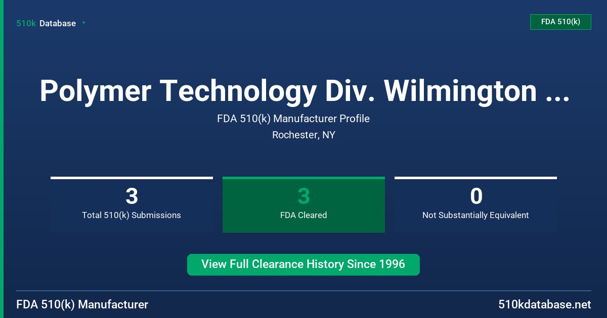 Polymer Technology Div. Wilmington Partners, L.P. FDA 510(k) Manufacturer Profile