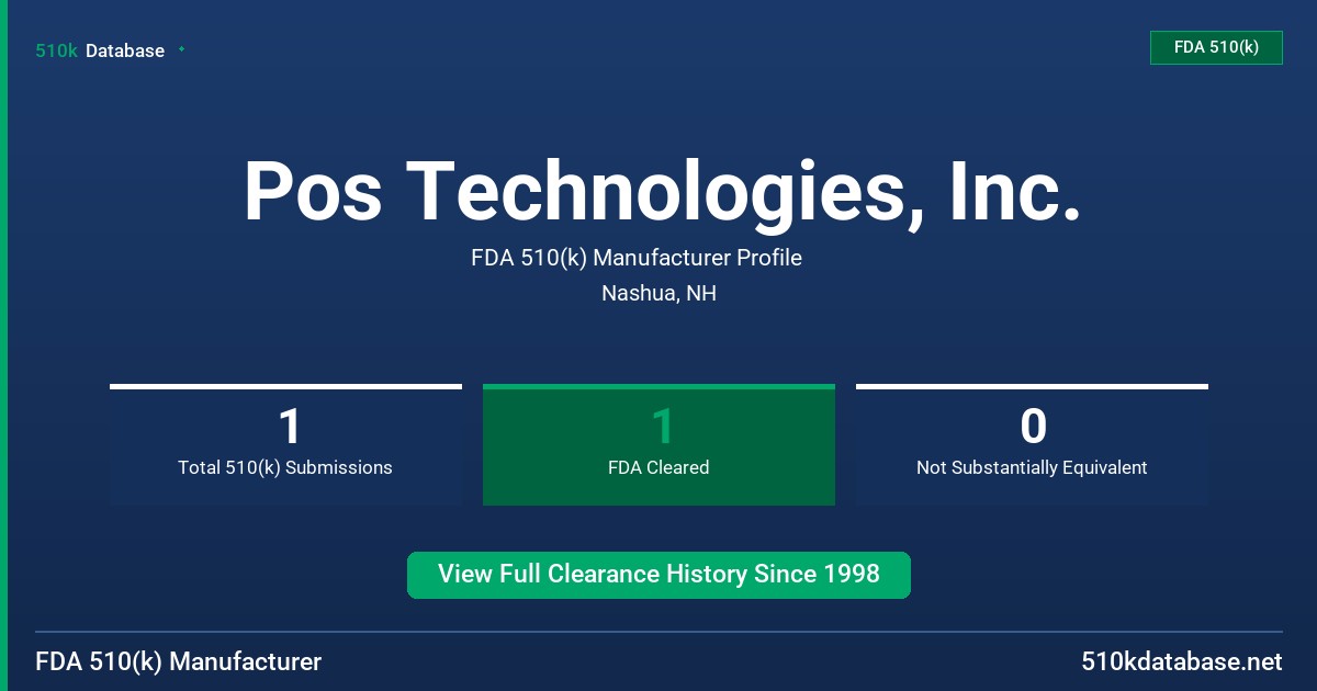 Pos Technologies, Inc. FDA 510(k) Manufacturer Profile