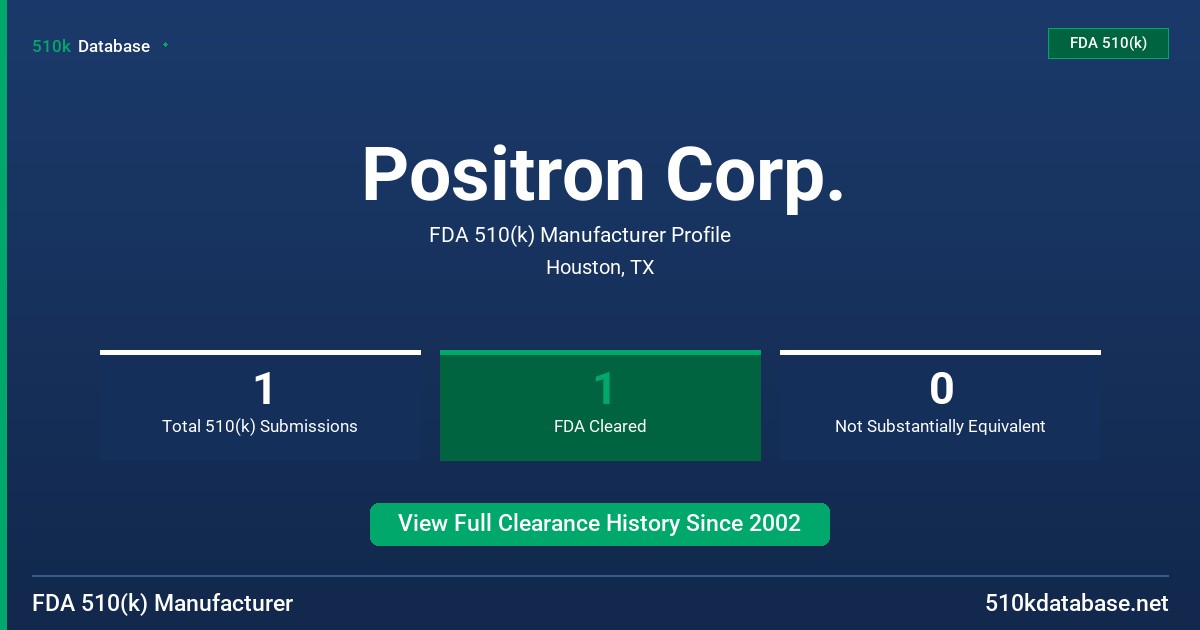 Positron Corp. FDA 510(k) Manufacturer Profile
