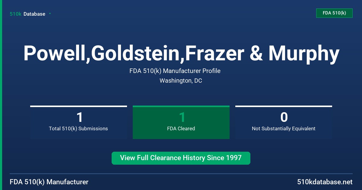 Powell,Goldstein,Frazer & Murphy FDA 510(k) Manufacturer Profile