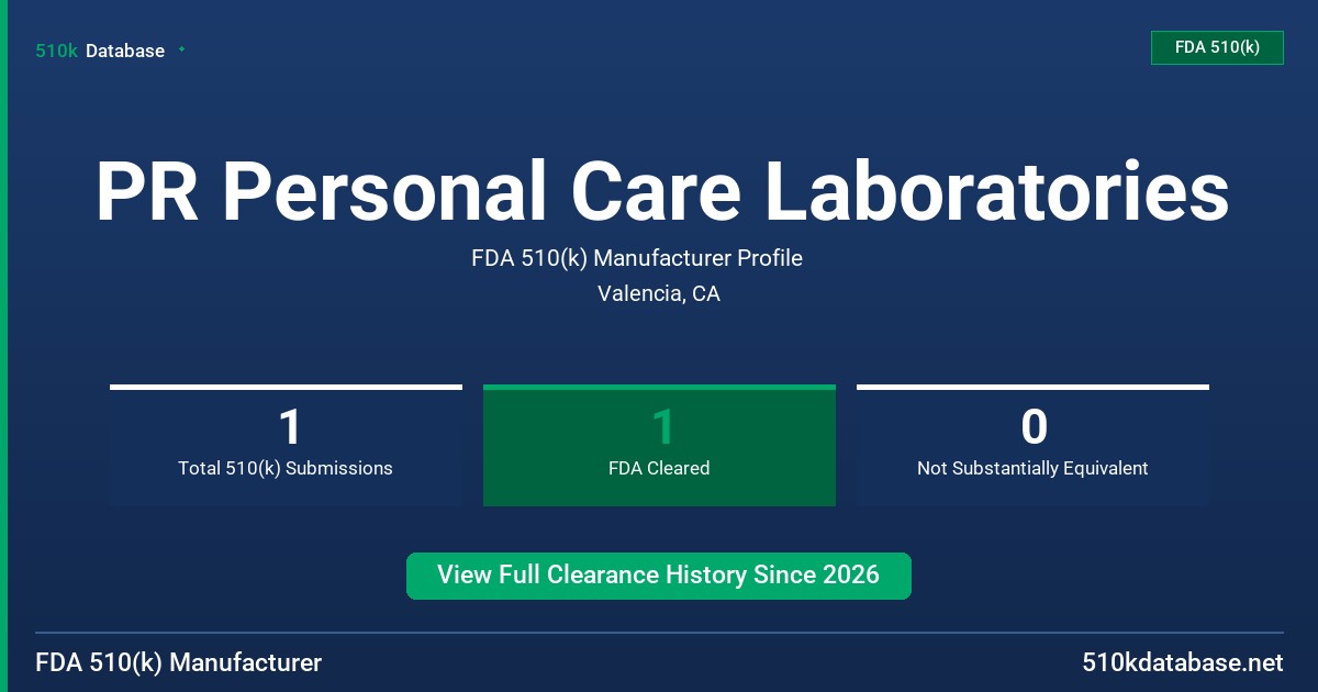 PR Personal Care Laboratories FDA 510(k) Manufacturer Profile