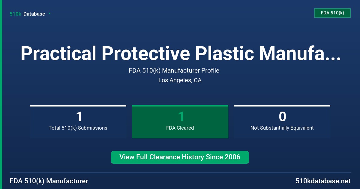 Practical Protective Plastic Manufactory , Ltd. FDA 510(k) Manufacturer Profile