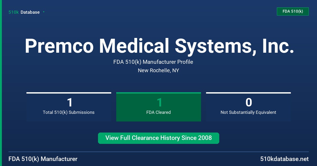 Premco Medical Systems, Inc. FDA 510(k) Manufacturer Profile