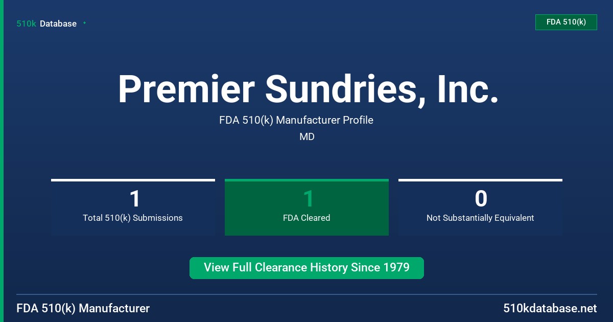 Premier Sundries, Inc. FDA 510(k) Manufacturer Profile
