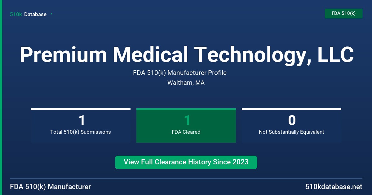 Premium Medical Technology, LLC FDA 510(k) Manufacturer Profile