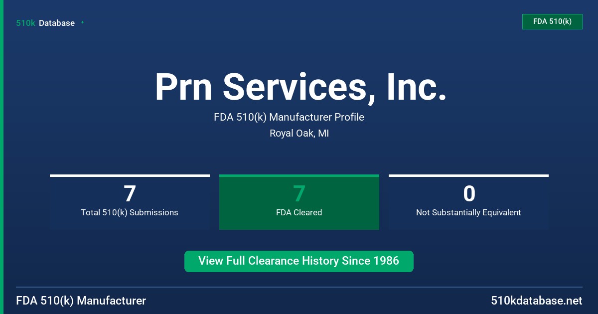 Prn Services, Inc. FDA 510(k) Manufacturer Profile