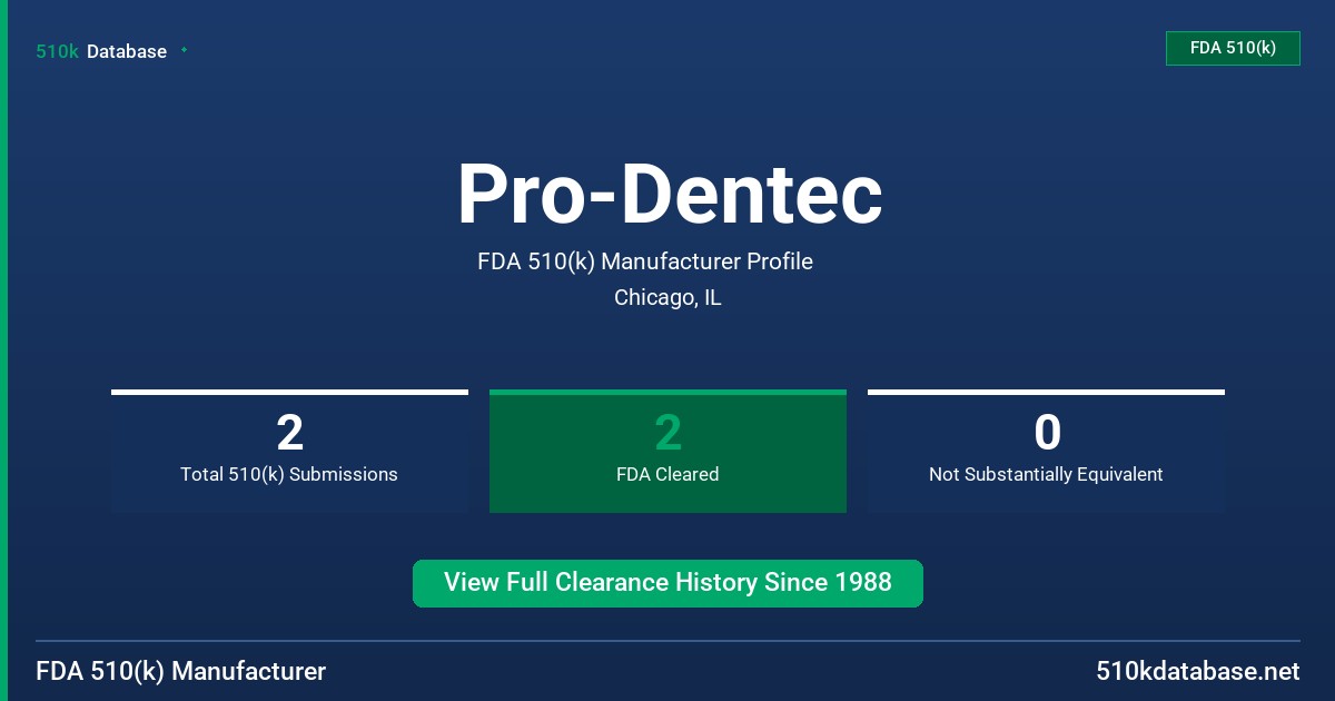 Pro-Dentec FDA 510(k) Manufacturer Profile