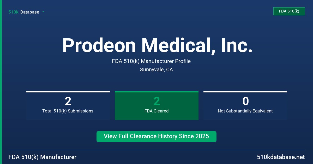 Prodeon Medical, Inc. FDA 510(k) Manufacturer Profile