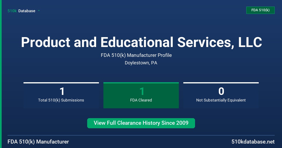 Product and Educational Services, LLC FDA 510(k) Manufacturer Profile