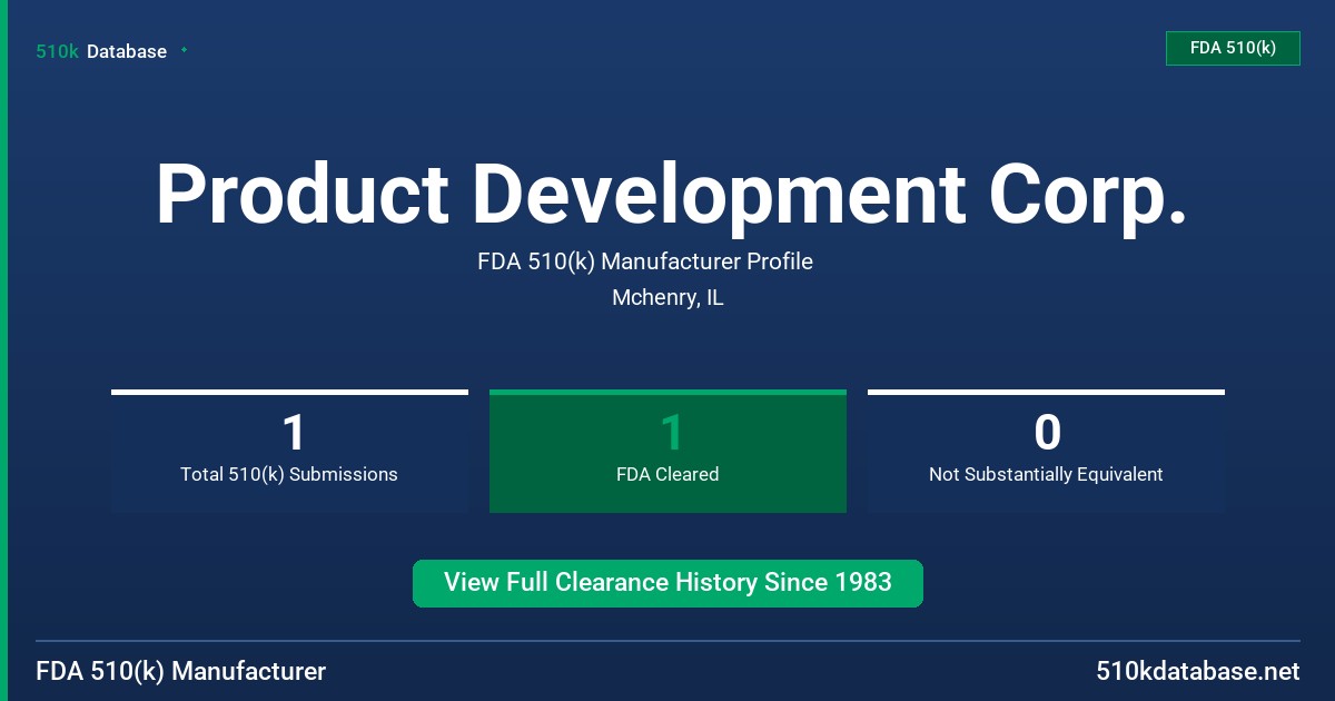 Product Development Corp. FDA 510(k) Manufacturer Profile