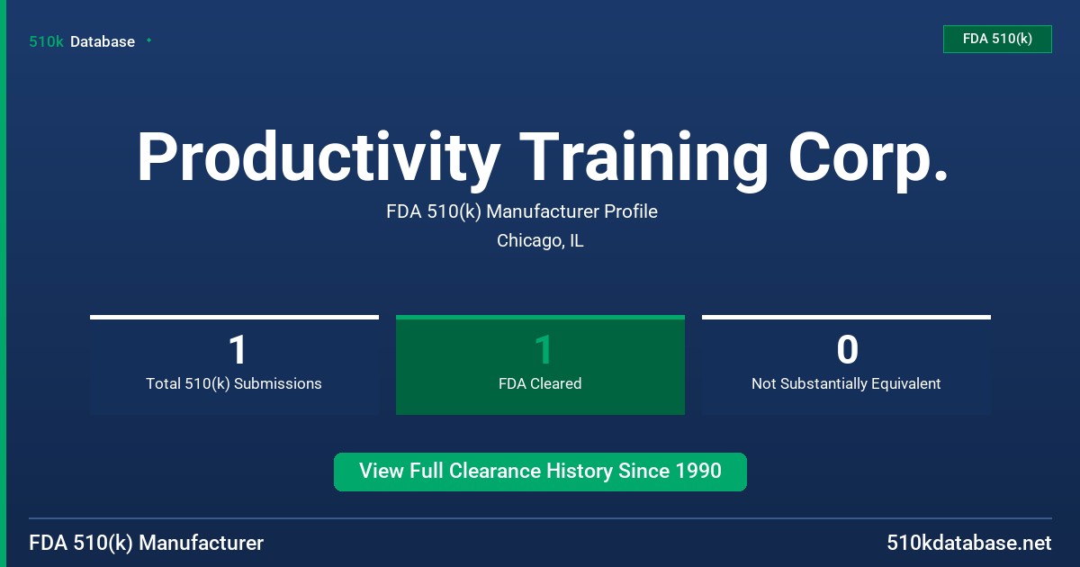 Productivity Training Corp. FDA 510(k) Manufacturer Profile