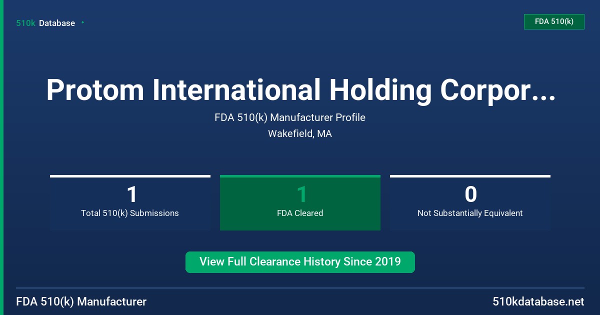 Protom International Holding Corporation FDA 510(k) Manufacturer Profile