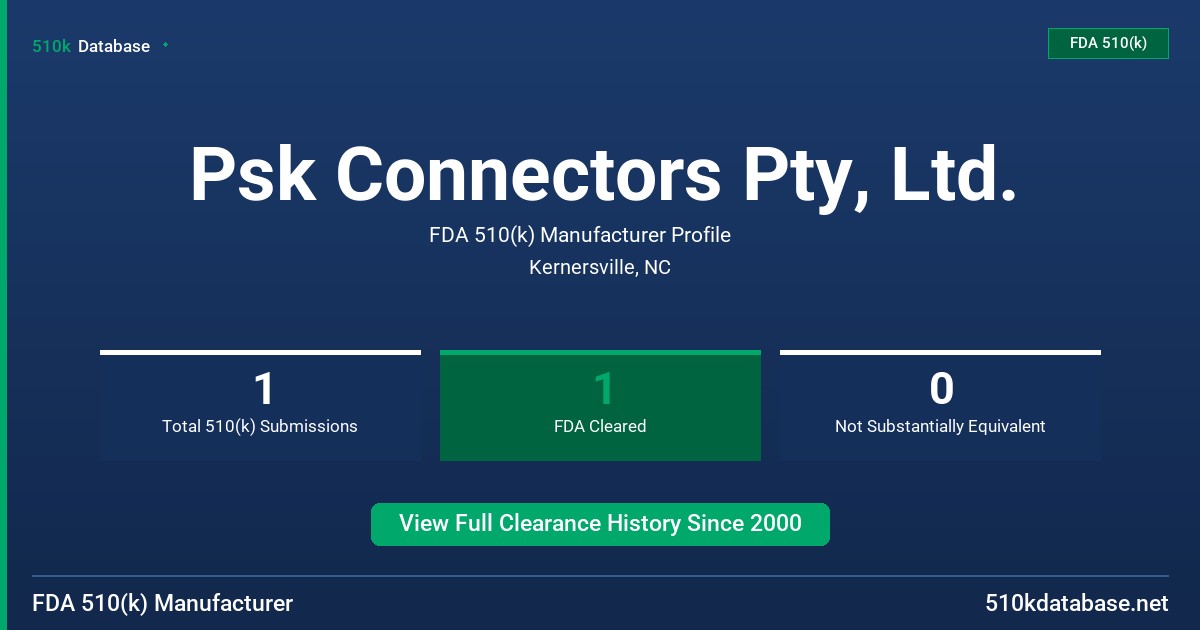 Psk Connectors Pty, Ltd. FDA 510(k) Manufacturer Profile