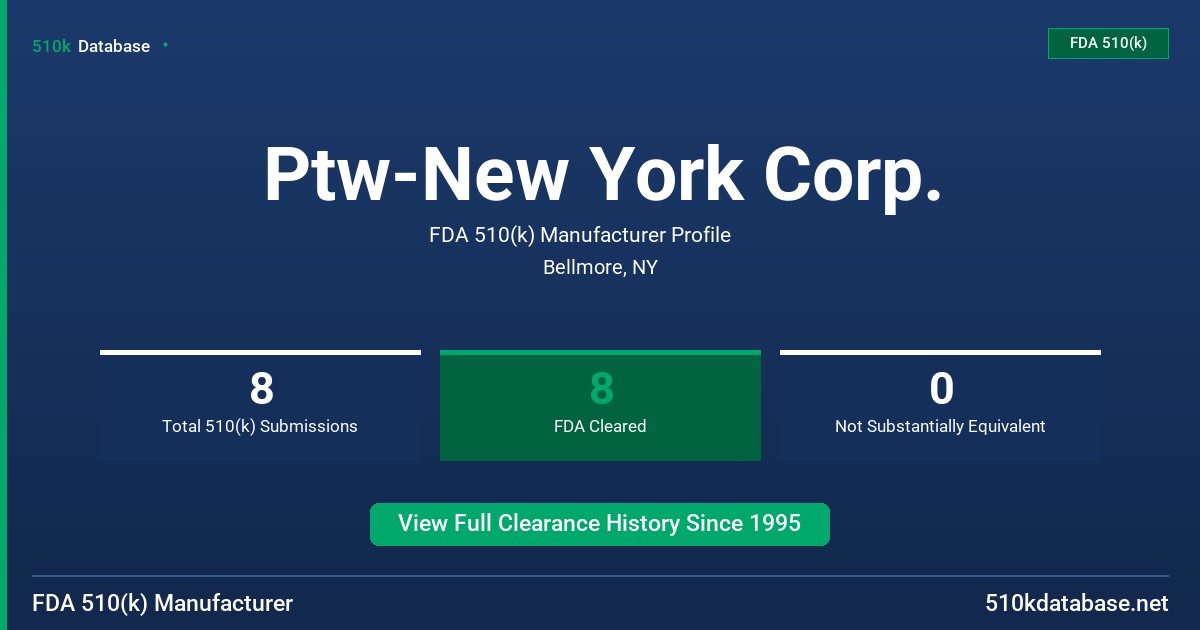 Ptw-New York Corp. FDA 510(k) Manufacturer Profile