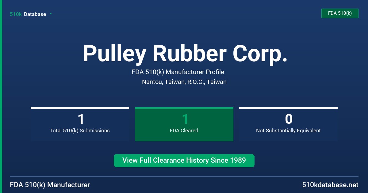 Pulley Rubber Corp. FDA 510(k) Manufacturer Profile