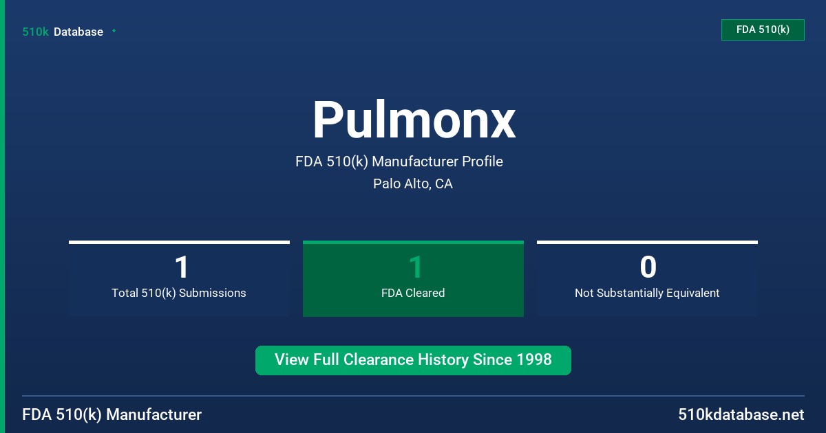 Pulmonx FDA 510(k) Manufacturer Profile