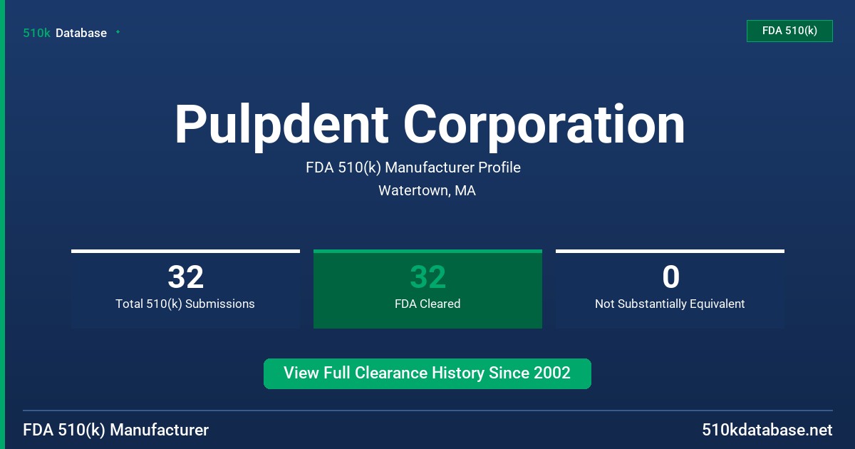 Pulpdent Corporation FDA 510(k) Manufacturer Profile