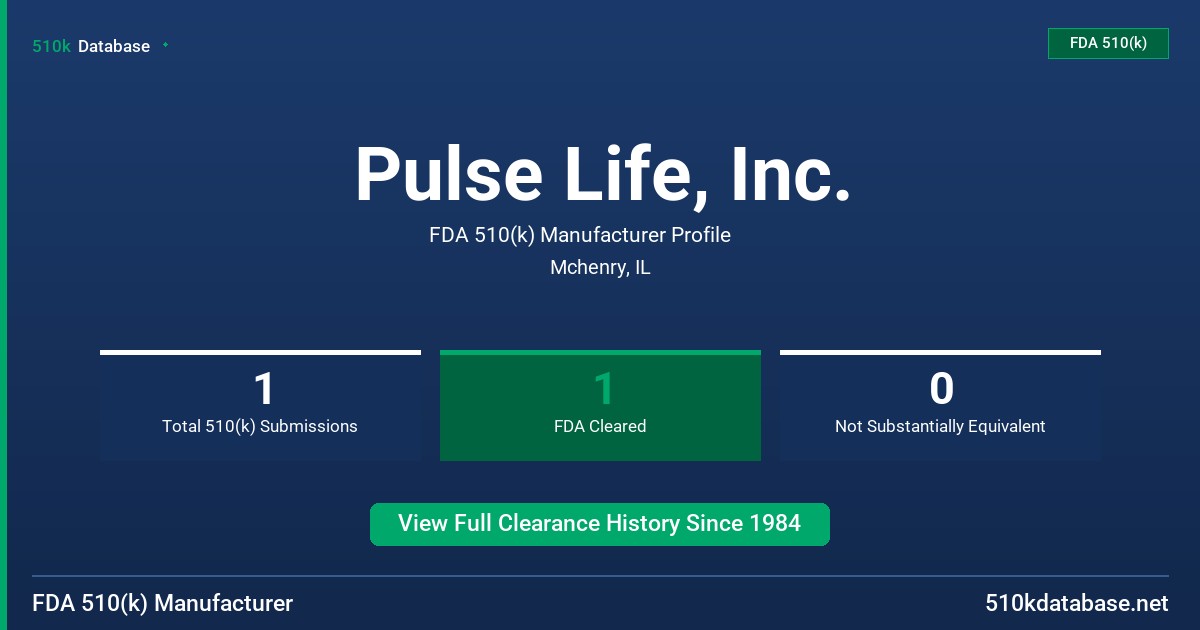 Pulse Life, Inc. FDA 510(k) Manufacturer Profile
