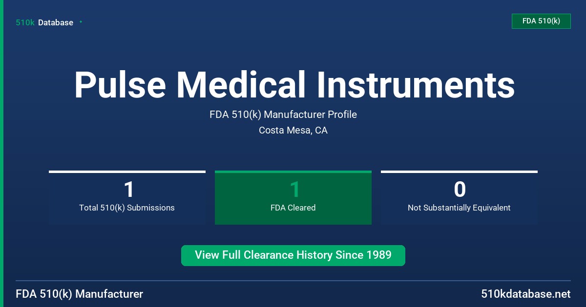 Pulse Medical Instruments FDA 510(k) Manufacturer Profile