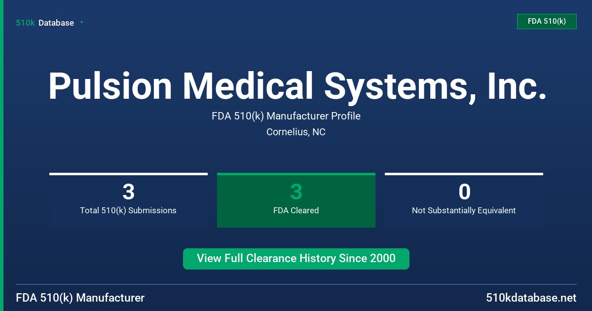 Pulsion Medical Systems, Inc. FDA 510(k) Manufacturer Profile