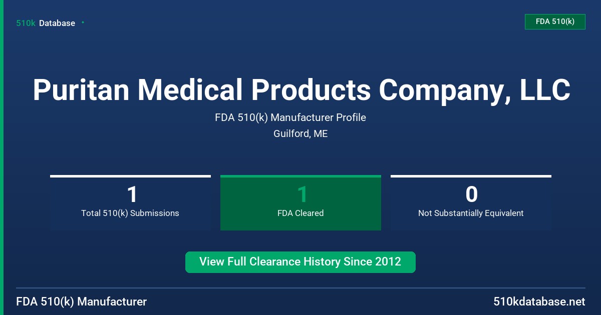 Puritan Medical Products Company, LLC FDA 510(k) Manufacturer Profile