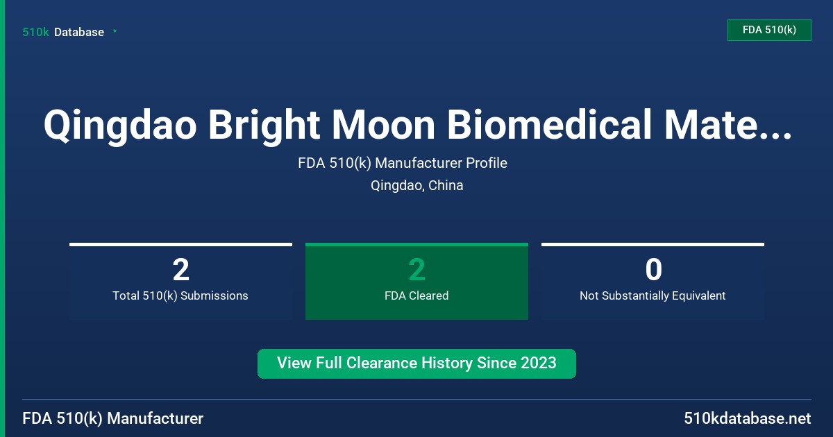 Qingdao Bright Moon Biomedical Materials Co., Ltd. FDA 510(k) Manufacturer Profile