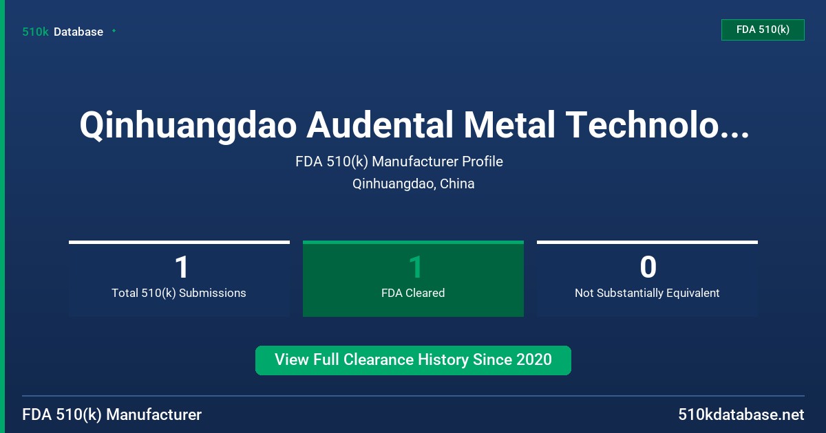 Qinhuangdao Audental Metal Technology Co., Ltd. FDA 510(k) Manufacturer Profile