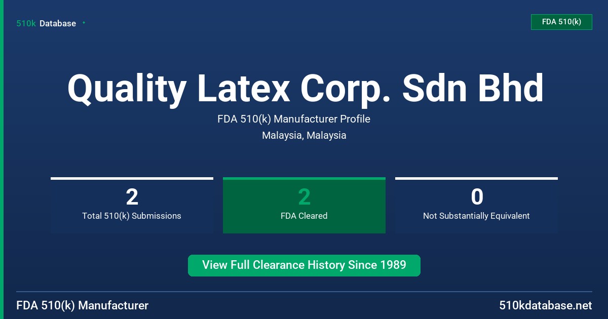 Quality Latex Corp. Sdn Bhd FDA 510(k) Manufacturer Profile